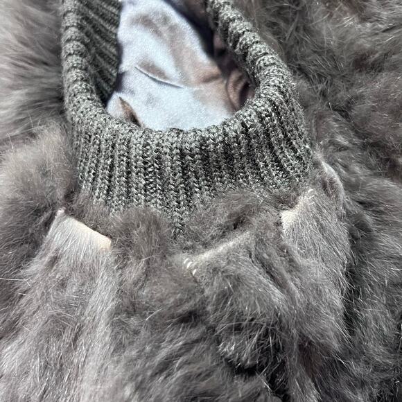 Metric Knits Genuine Rabbit Fur Vest Women Large Gray Full Zip Lined Used - Picture 8 of 9